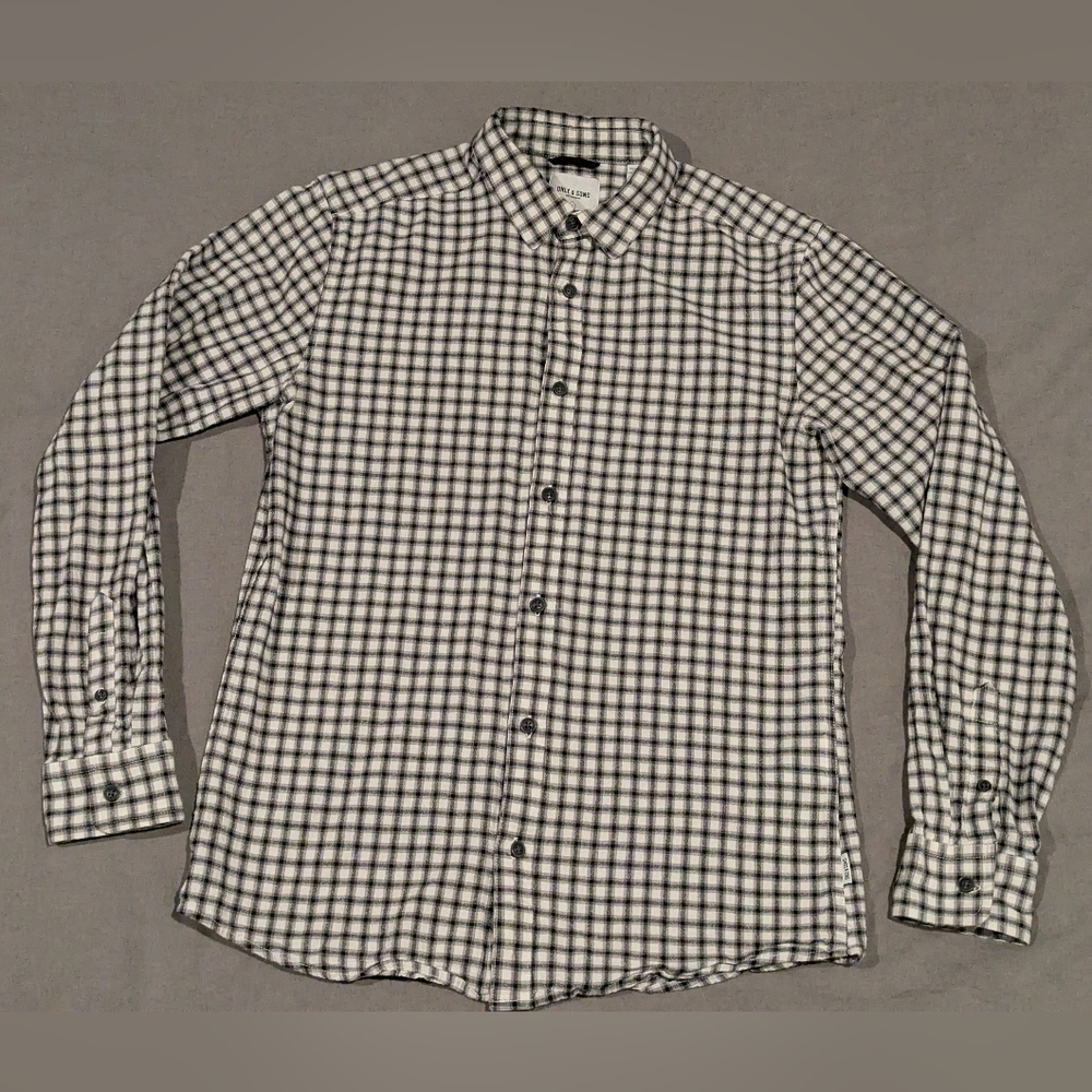 ONLY & SONS Monochrome Checkered Button Down Shirt